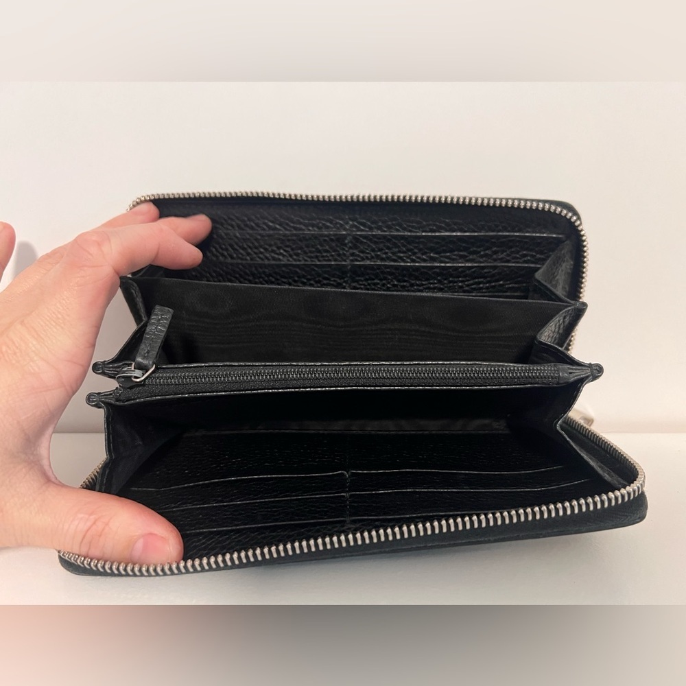 Gucci Black Leather Zip Around Continental Wallet Gold Hardware Authentic Luxury - Picture 6 of 10